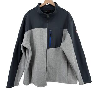 Swiss Tech Softshell Full-Zip Fleece Knitted Jacket Heather Gray Men 3XL NWOT